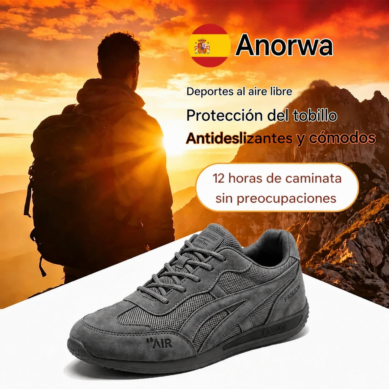 Zapatos ortopédicos Anorwa® 🔥 50% de descuento 🎁 Zapatos cómodos para caminar 👟 Soporte para el arco del pie, alivian eficazmente el dolor de pies, antideslizantes y duraderos ✅