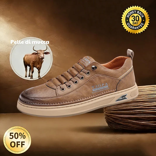 🐂 Zapatos de piel de becerro para hombre fabricados en Australia 👞 Cosidos a mano, fáciles de poner y quitar ✅ Soporte de arco, alivio del dolor - caminata cómoda