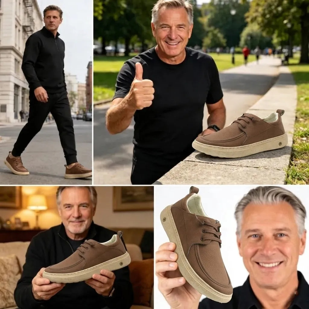 🎉 ¡50% de descuento hoy, termina pronto! 🐂 Zapatos ortopédicos para hombre, hechos a mano con auténtica piel de vaca australiana 👞 Soporte para el arco del pie - Impermeables y antideslizantes ✅ Cómodos para caminar