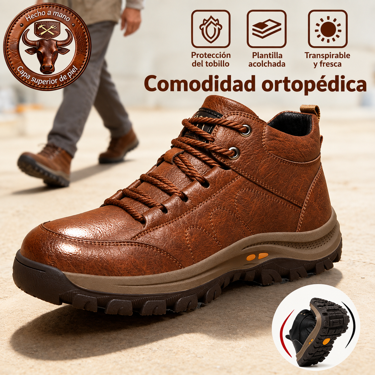 🎉 ¡Último día! 30 % de descuento 🎁 Zapatos ortopédicos de cuero cosidos a mano ✅ Cuentan con soporte para el arco que alivia el dolor articular y de pies, ofreciendo resistencia al deslizamiento y una comodidad excepcional.