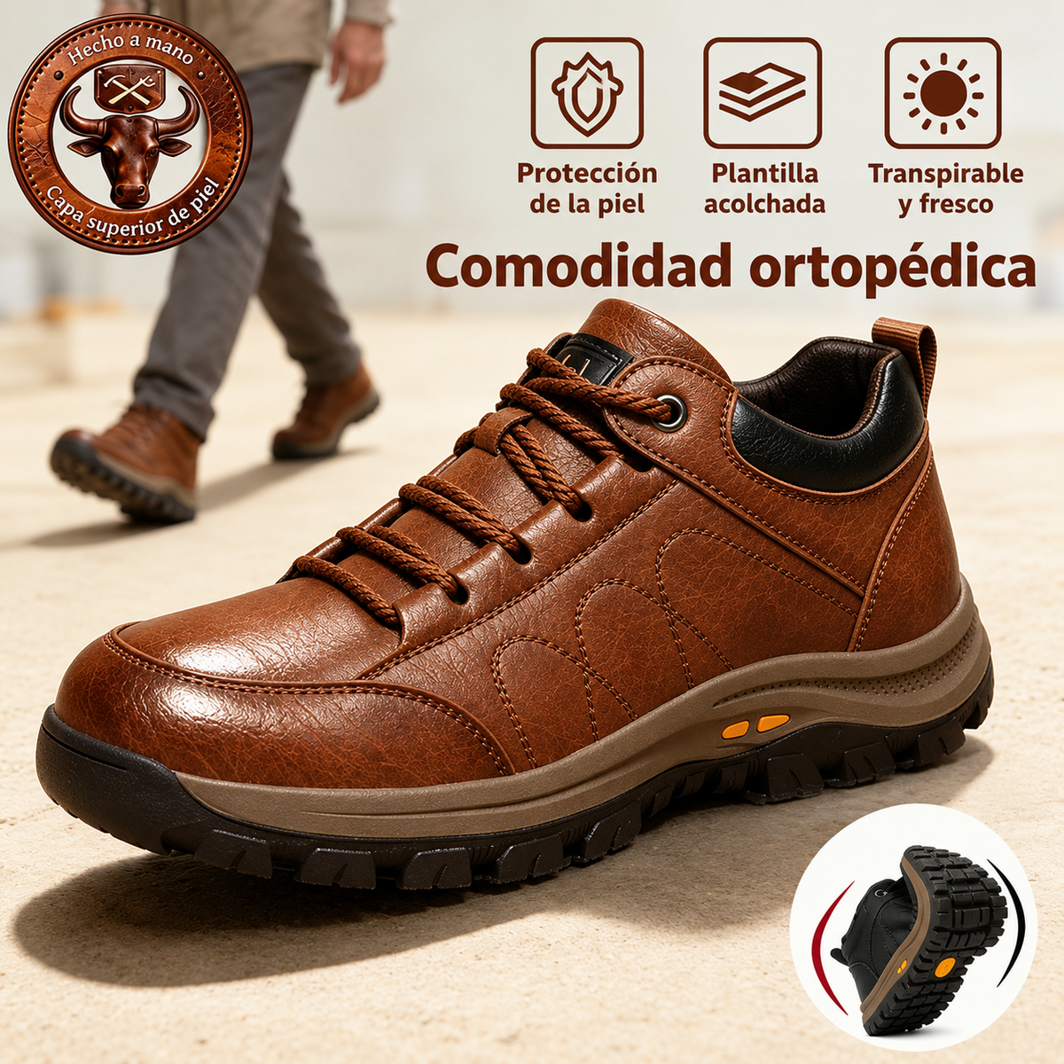🎉 ¡Último día! 30 % de descuento 🎁 Zapatos ortopédicos de cuero cosidos a mano ✅ Cuentan con soporte para el arco que alivia el dolor articular y de pies, ofreciendo resistencia al deslizamiento y una comodidad excepcional.
